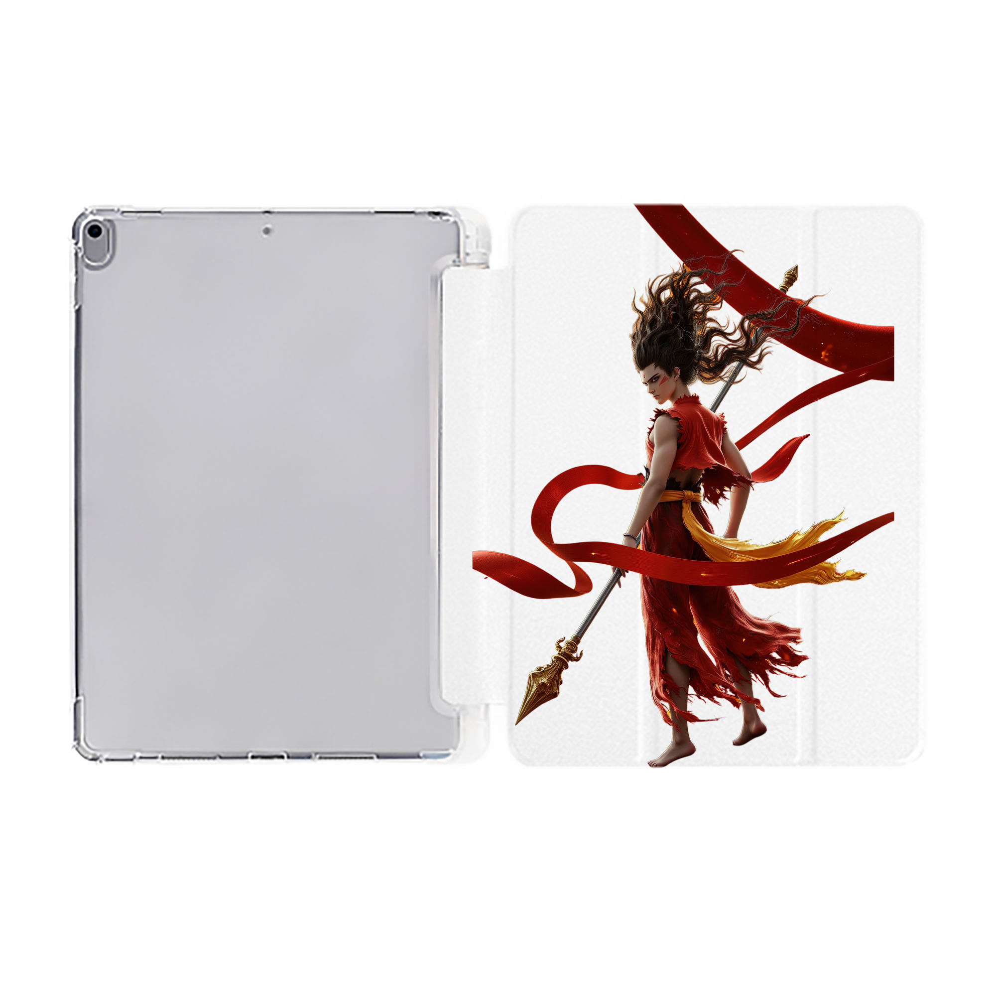 （画像用） Ne Zha 2 ナタ 魔童の大暴れ IPad ケース ペン収納付き 三つ折りスタンド PUレザー×シリコン 対応機種9.5/10.5/10.9インチ